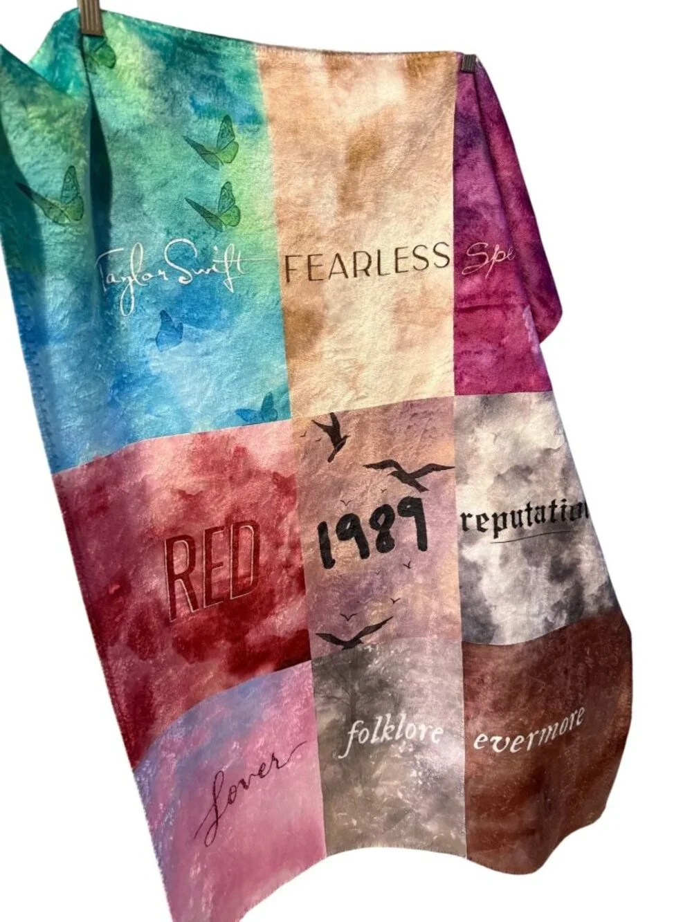 Taylor Swift Album-Themed Throw Blanket By Tidal Colors Sherpa Backing  EUC